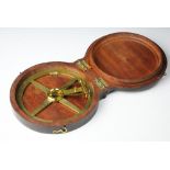 A 19th century cased circumference / 360 degree protractor, the lacquered brass body engraved 'R.