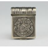 A silver 'The London Bulldog Society' vesta case, J A Restall & Co, Birmingham 1904,