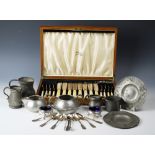A collection of 19th century and later silver and silver plated wares and cutlery,