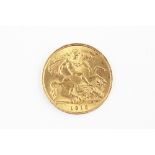 A George V gold half sovereign dated 1915