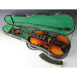 A Viola with a 39cm two piece back, overall length 65cm, bridge stamped 'De Jaques',