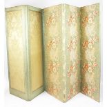 A Victorian three fold screen, with floral golden upholstery, 154cm H x 162cm W,