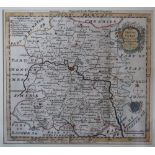 Eman Bowen, 18th century engraving with later hand colouring, Map of Shropshire,