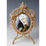 A 19th century Vienna style portrait porcelain plaque,