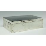 An Edwardian silver smokers box, Charles Henry Dumenil, London 1910, of plain rectangular form,