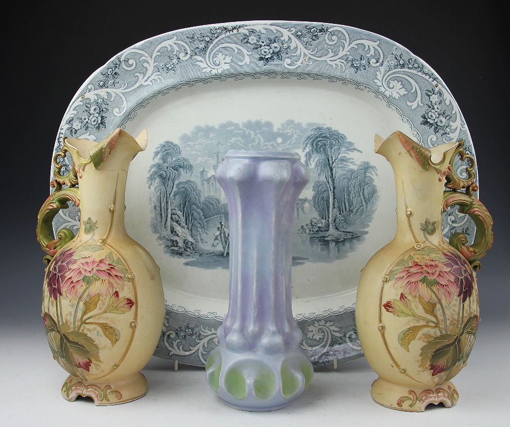 A selection of decorative ceramics, to include an Austrian 'JBD' Art Deco vase, 29cm high,