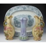 A selection of decorative ceramics, to include an Austrian 'JBD' Art Deco vase, 29cm high,