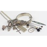 A collection of assorted silver jewellery,