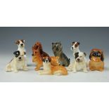 A collection of nine Royal Doulton miniature dogs, to include; two Bulldog puppies K2 4cm high,