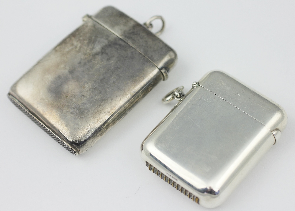 An Edwardian silver 'Turbine' vesta case or striker, Sampson Mordan & Co, Chester 1908,