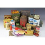 A collection of late 19th century and later advertising tins etc,