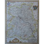 Thomas Kitchin, Mid 18th century engraving with later hand colouring, A map of Shropshire,