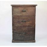 A Victorian scumbled pine pillar chest, of three drawers, with cusped handles,