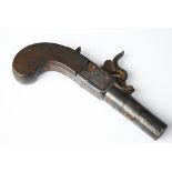 A 19th century percussion cap muff pistol, the lock plate engraved G.
