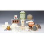 A collection of advertising strickers, to include; 'Scweppes', a Carlton ware Tobacco jar and cover,