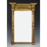 A Regency gilt wood and gesso pier mirror, decorated with acanthus leaf pilasters, 75.