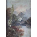 English School (19th century), A pair of oils on canvas, Mountain scenes, Indistinctly signed,