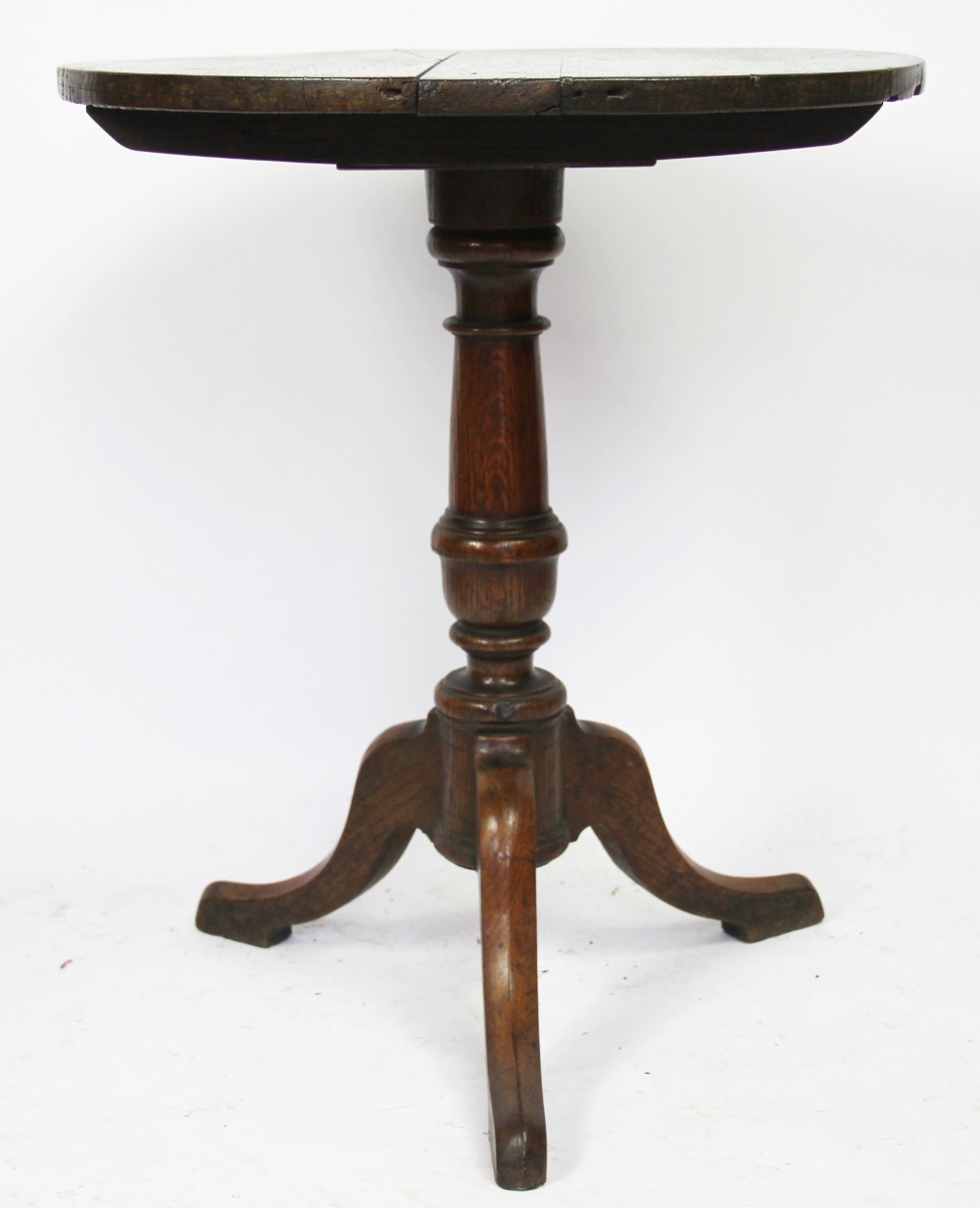 A late George III oak tripod table, 67cm H x 55cm W, - Image 2 of 4