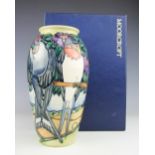 A Moorcroft Swallow pattern limited edition, tapering ovoid vase c.