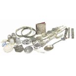 A collection of assorted silver and silver coloured jewellery and objects of virtue,