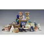 A collection of decorative ceramics including a pair of Royal Crown Derby Imari pattern pastille