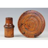 Two items of 19th century fruit wood treen comprising;