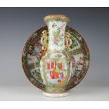 A 19th century Chinese Canton famille rose enamelled mallet type vase,