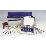A collection of silver and plated wares, to include; assorted silver cutlery,