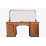 A Victorian golden oak and pollard oak pedestal sideboard,