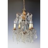 A French gilt metal four light chandelier / ceiling light,