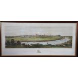 City Of Chester, colour lithograph, A panorama of Chester with River Dee and Race Course,