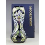 A Moorcroft Meadow Star pattern waisted posy vase, designed by Rachel Bishop,