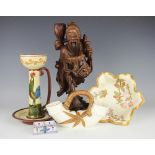 A selection of collectable ceramics comprising; a Royal Worcester bamboo designed posy vase,