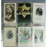 A collection of Edwardian and later postcards, many Christmas and New Years Greetings,