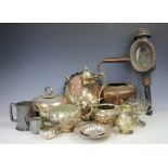 A selection of 19th century and later silver plated and copper items,