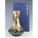 A Moorcroft Sweet Briar pattern (Pink) vase, 1997, designed by Rachel Bishop, signed in gilt,
