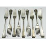 Eight Victorian silver Old English pattern forks, George Angel, London 1862 and 1863,