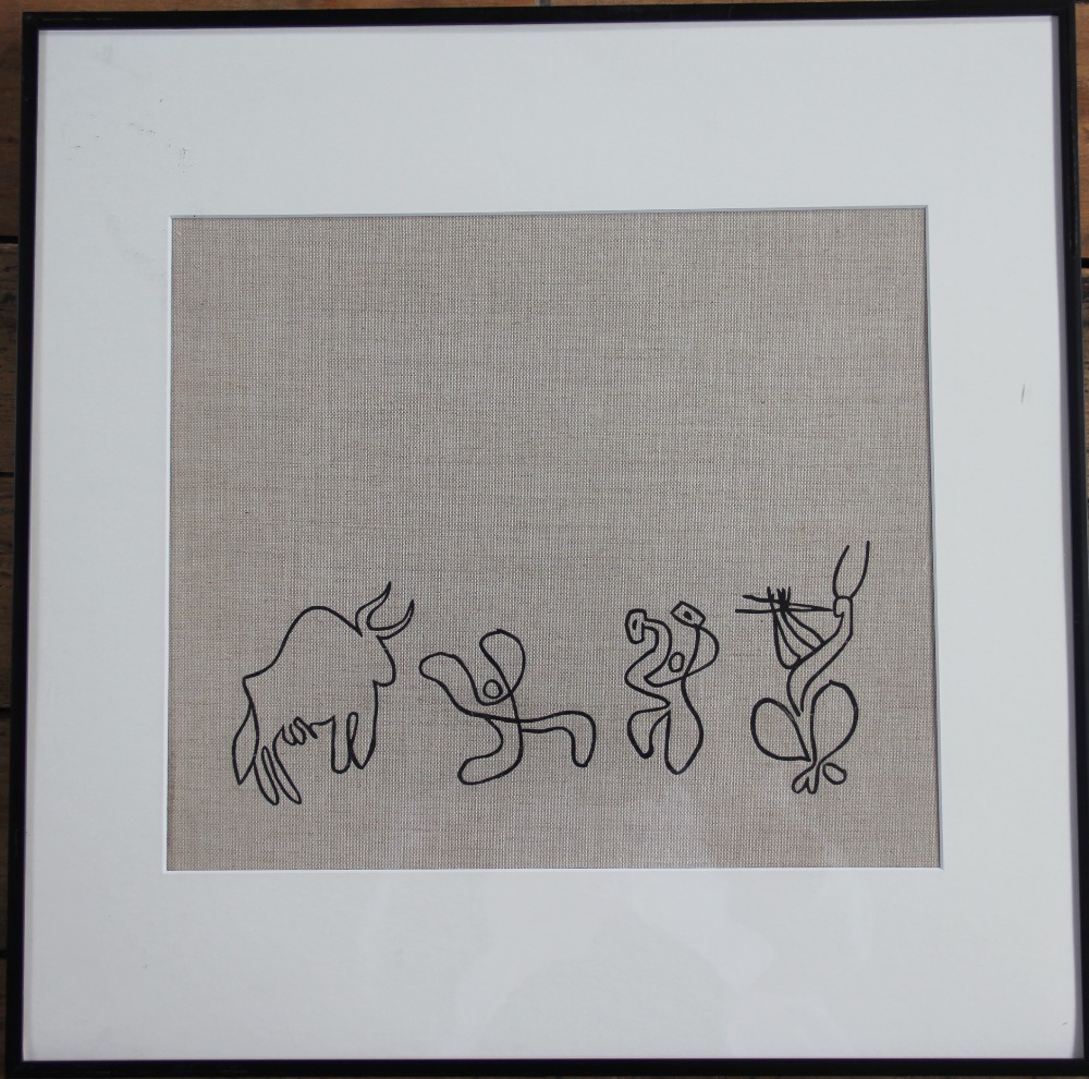 After Pablo Picasso, Print on linen, Bacchanale with Bull, 31cm x 36cm,