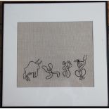 After Pablo Picasso, Print on linen, Bacchanale with Bull, 31cm x 36cm,