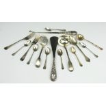 An assortment of silver to include a sugar sifter, William Theobalds, London 1840,