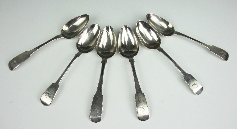 A set of six fiddle pattern George IV Scottish spoons, James & Walter Marshall, Edinburgh 1827,