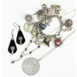 A silver charm bracelet,