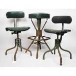 A vintage Leabank swivel stool, with green leatherette upholstery, two similar Tan San chairs,