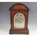 An Edwardian inlaid mahogany mantel clock,