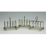 A set of three silver toast racks, Martin Hall & Co Ltd, Sheffield 1919,