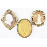 A carved shell cameo brooch depicting George Washington in profile, of oval form and titled verso,