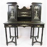 A 19th century North Italian ivory inlaid and ebonised bonheur de jour,