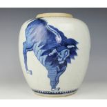 A Chinese 19th century Kangxi style porcelain ginger jar,