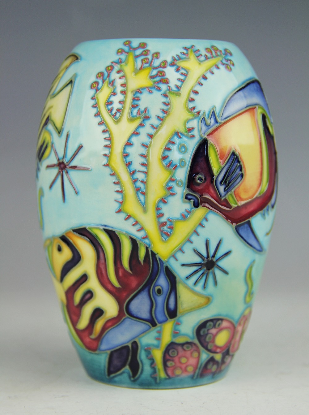 A Moorcroft Tropical Fish pattern ovoid vase c. - Image 2 of 4