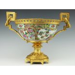 An early 20th century ormolu mounted Chinese Canton famille rose enamelled bowl,